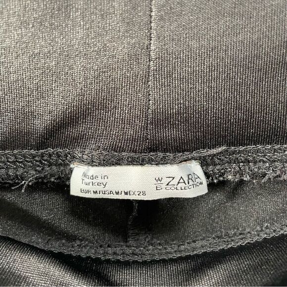 [M] Zara Women’s Black Sheen Faux Leather Leggings / Tights / Everyday - Picture 14 of 16